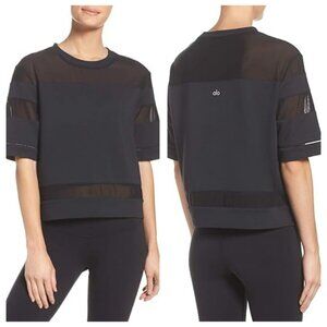 ALO Yoga Women's Short Sleeve Mesh Panel Tee - Black